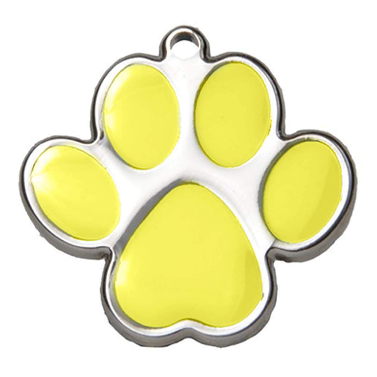 Yellow Paw Print Dog ID Tag - With Engraving