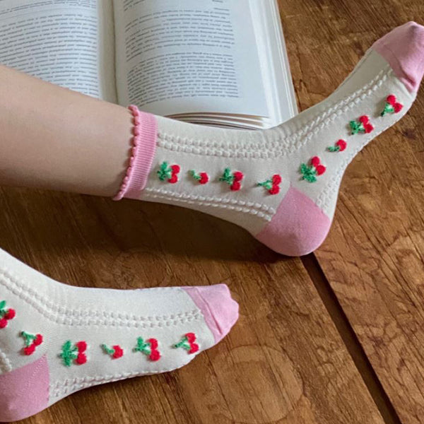 Premium Women’s Fashion Crew Socks with Design Patterns