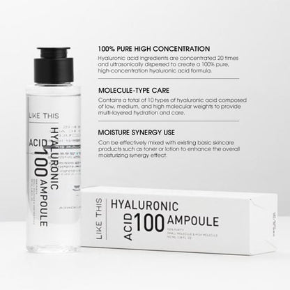 LIKE THIS Pure Hyaluronic Acid 100 Ampoule - Add for Extra Hydration