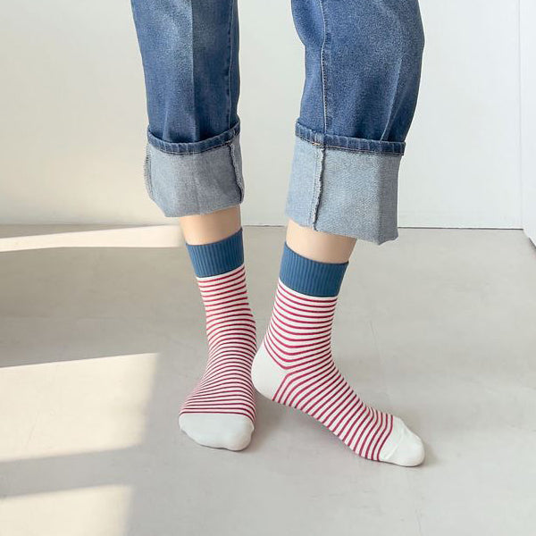 Premium Women’s Fashion Crew Socks with Design Patterns