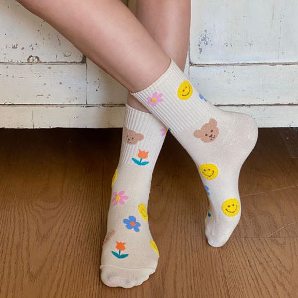 Premium Women’s Fashion Crew Socks with Design Patterns