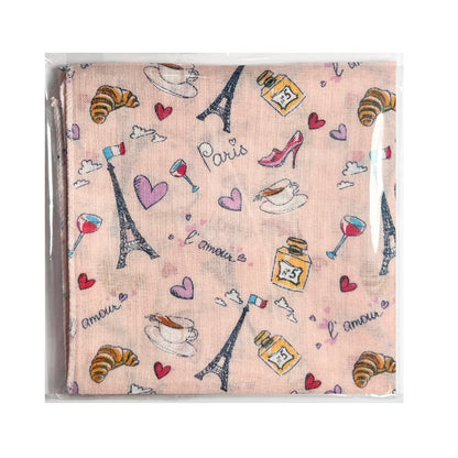100% Cotton Fashion Square Scarf Made in Korea with Design Pattern