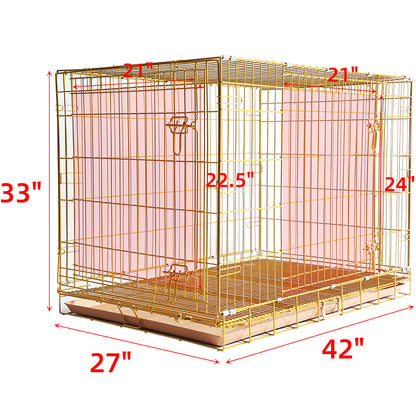24-42" Collapsible Copper Gold Dog Crate GLD24-42