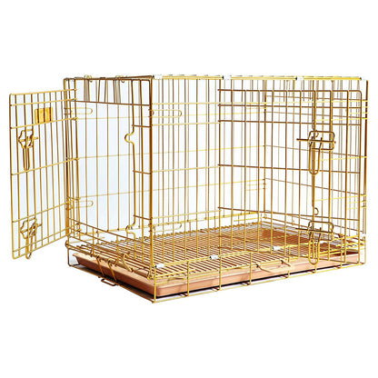 24-42" Collapsible Copper Gold Dog Crate GLD24-42