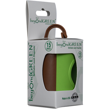 beyondGREEN Dog Waste Bag Leash Dispenser – Clip-On Holder for Standard Rolls – Durable, Portable, Made in USA