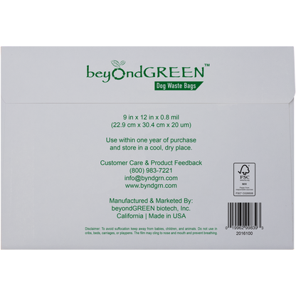 beyondGREEN Dog Waste Bags – Single-Pull Dispenser Refill Pack – Made in USA, Leak-Resistant, One-At-A-Time Dispensing (100 Bags per Pack)