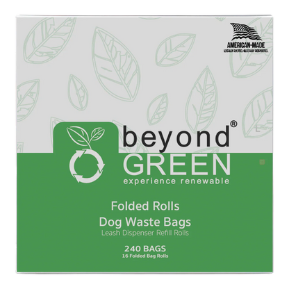 beyondGREEN Dog Waste Bags – Folded Rolls – Made in USA, Leak-Resistant, Extra-Strong