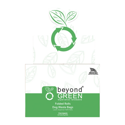 beyondGREEN Dog Waste Bags – Folded Rolls – Made in USA, Leak-Resistant, Extra-Strong