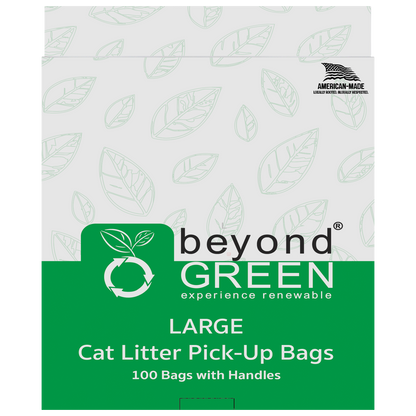 beyondGREEN Cat Litter Bags with Handles – Made in USA, Leak-Resistant & Easy-Tie