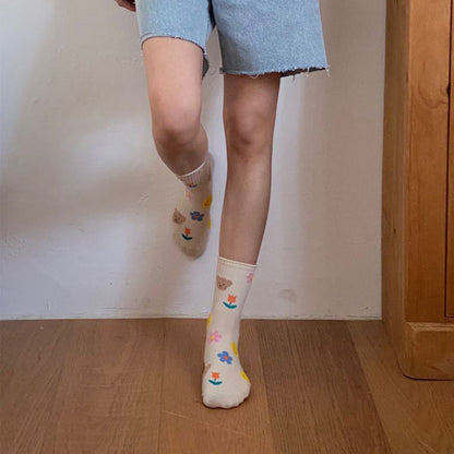 Premium Women’s Fashion Crew Socks with Design Patterns