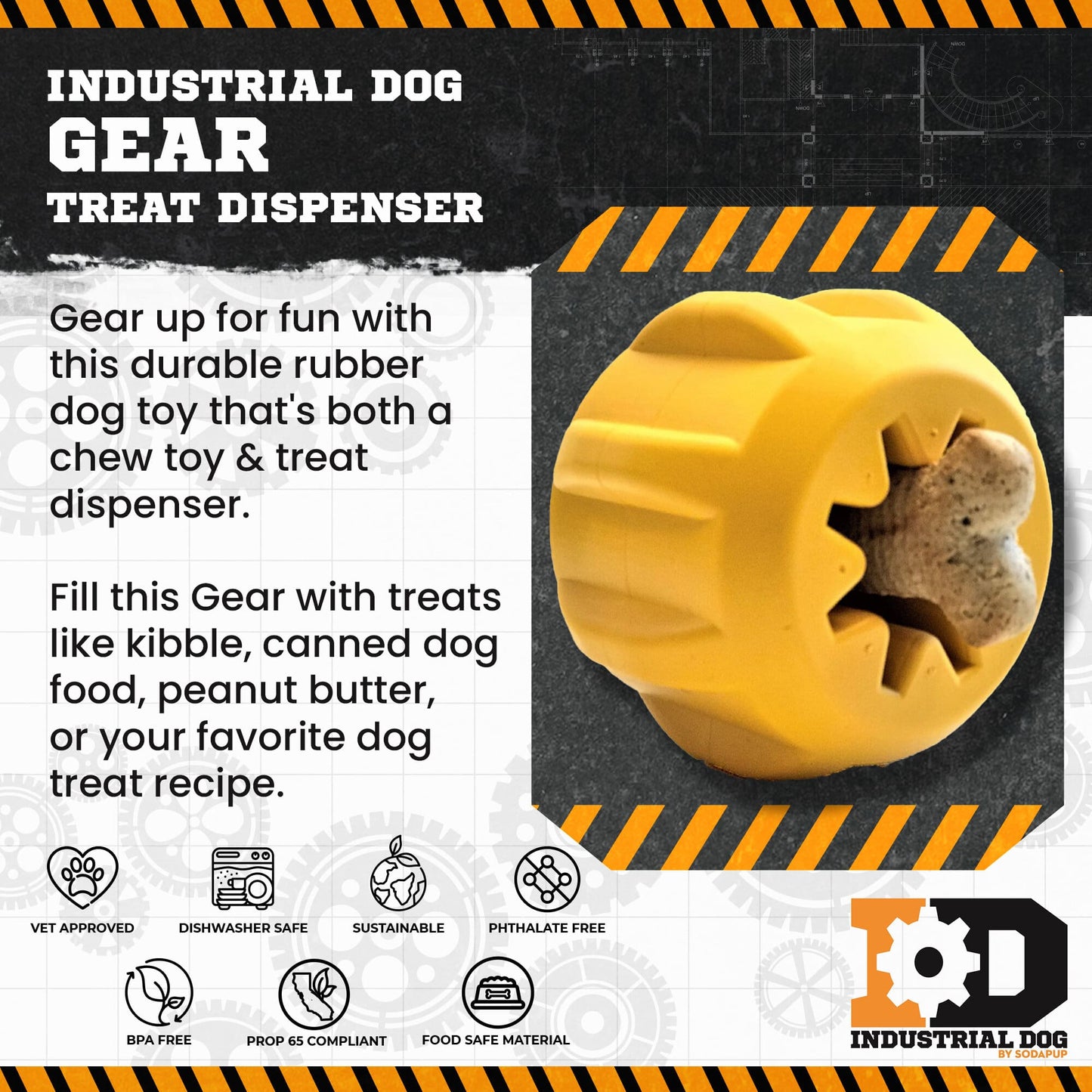 Gear eDispenser - Durable Rubber Yak Chew Holder & Treat Pocket | USA Made