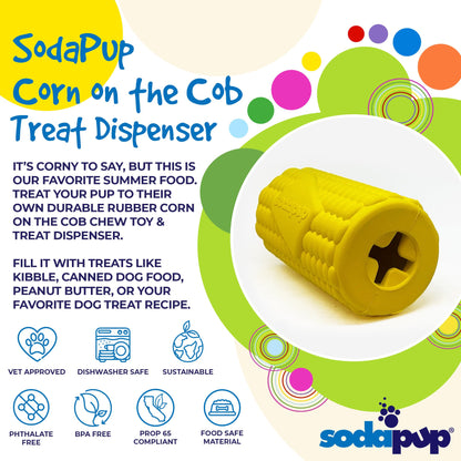 Corn on the Cob Dog Toy - Durable Rubber Treat Dispenser | USA Made