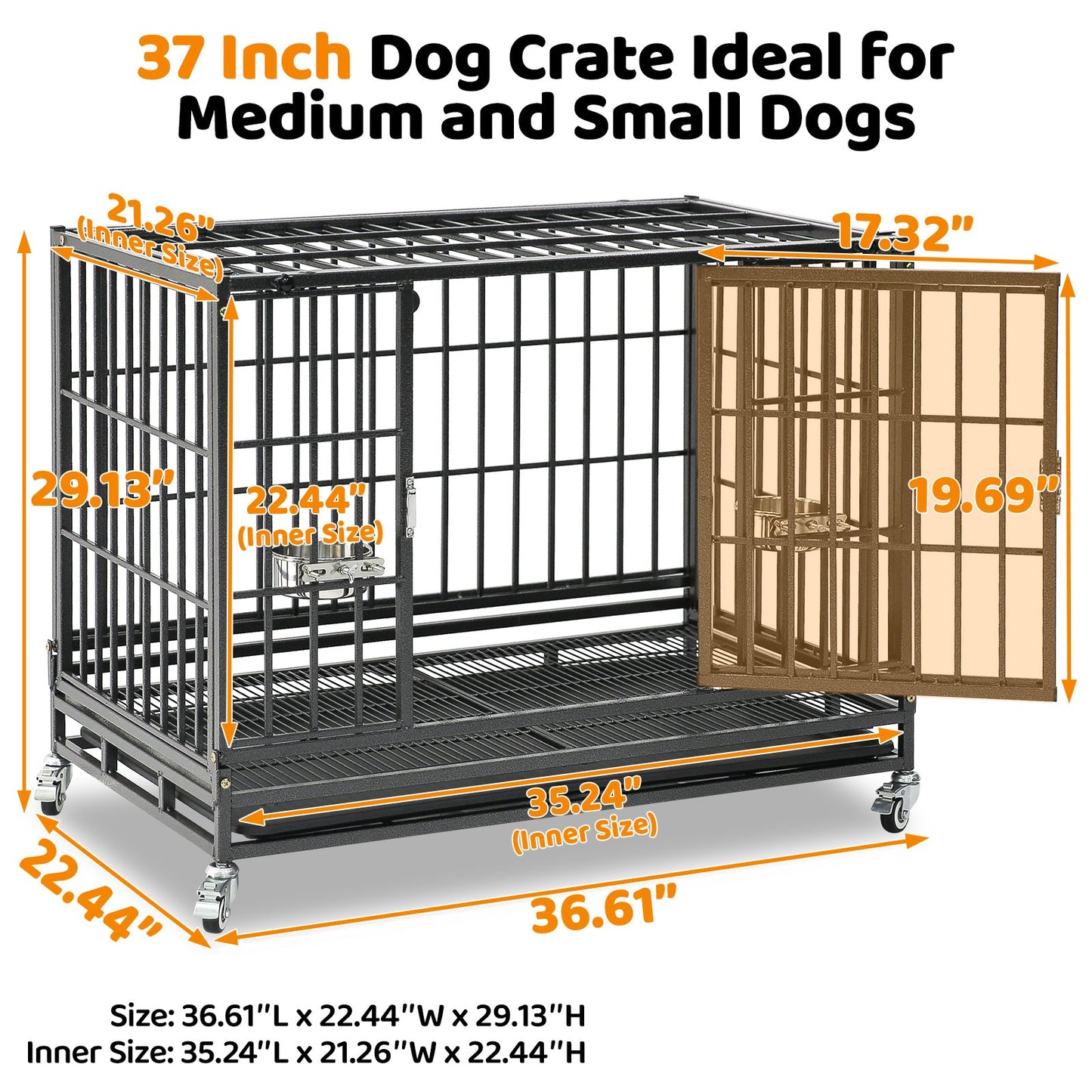 37" Stackable Heavy Duty Dog Crate 371D03