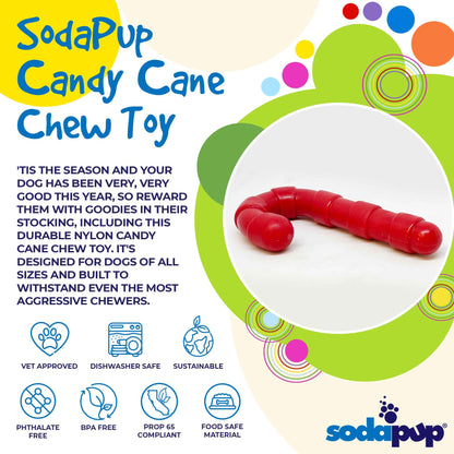 Candy Cane Nylon Dog Toy for Aggressive Chewers | USA Made | SodaPup