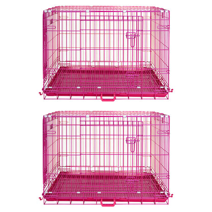 24-42" Collapsible Pink Dog Crate RED24-42