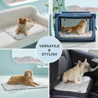 Dog Cooling Mat – Washable Summer Crate Pad for Large Dogs (Up to 50 lbs), Non-Slip, Portable, QMAX>0.5 Cooling Tech