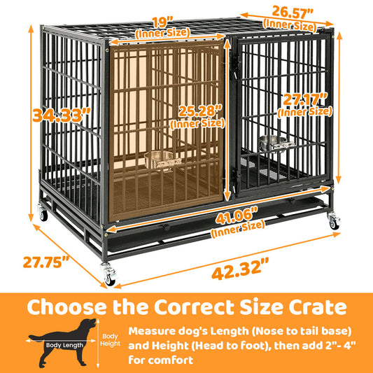42" Stackable Dog Crate with Divider 43S (Extra Height)
