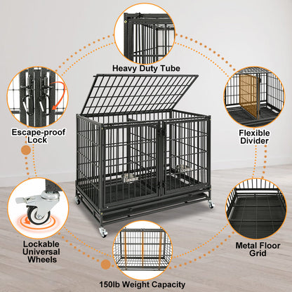42" Stackable Dog Crate with Divider 43S (Extra Height)