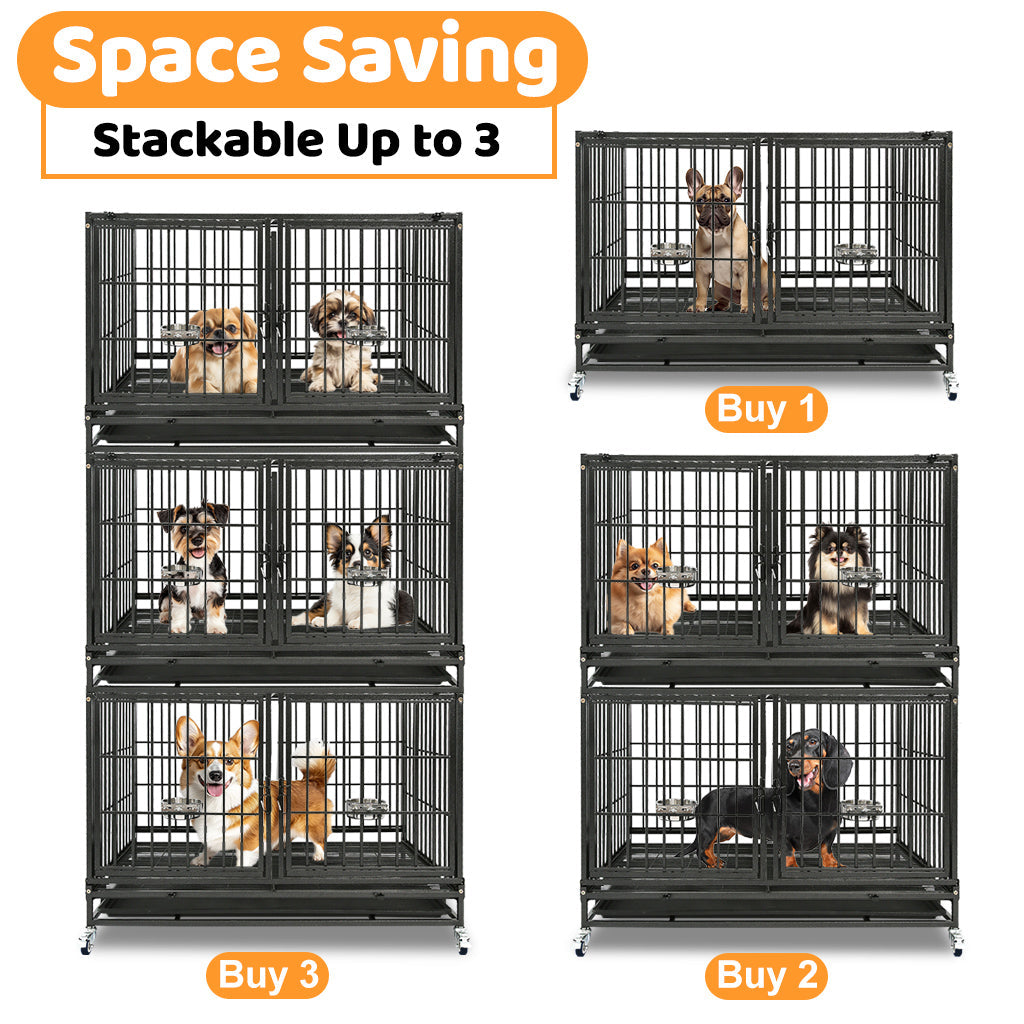 42" Stackable Dog Crate with Divider 43T (Standard Height)