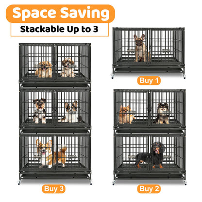 43" Three-Tier Foldable Dog Crate 43TTS