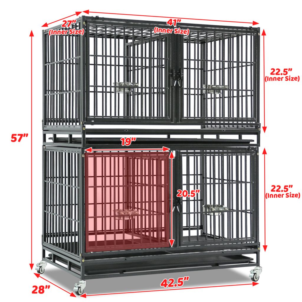 42" Stackable Dog Crate with Divider 43T (Standard Height)
