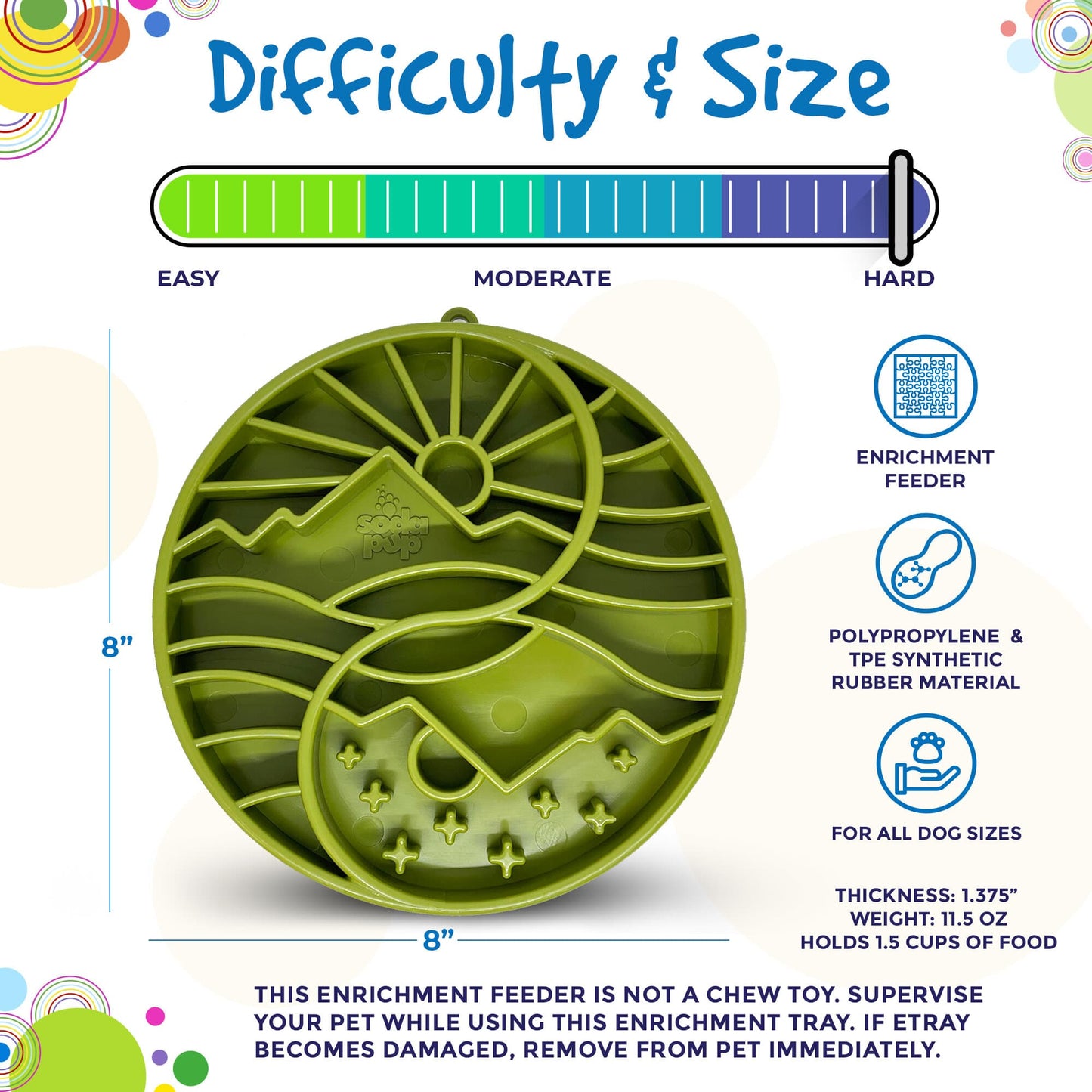 Sun and Moon eTray - Shallow Slow Feeder Dog Bowl for Enrichment | USA Made