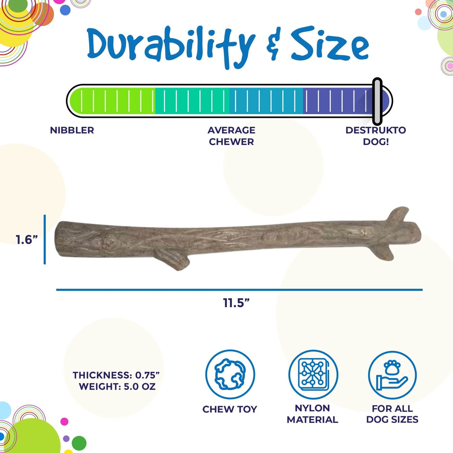 Durable Nylon Chew Stick for Power Chewers | Indestructible Dog Toy USA