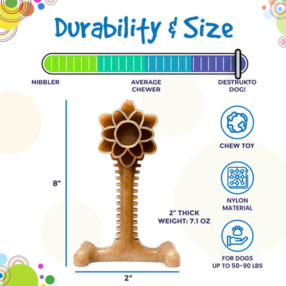 Honey Bone Dental Flower Tower - Indestructible Nylon Dog Chew Toy XL | USA