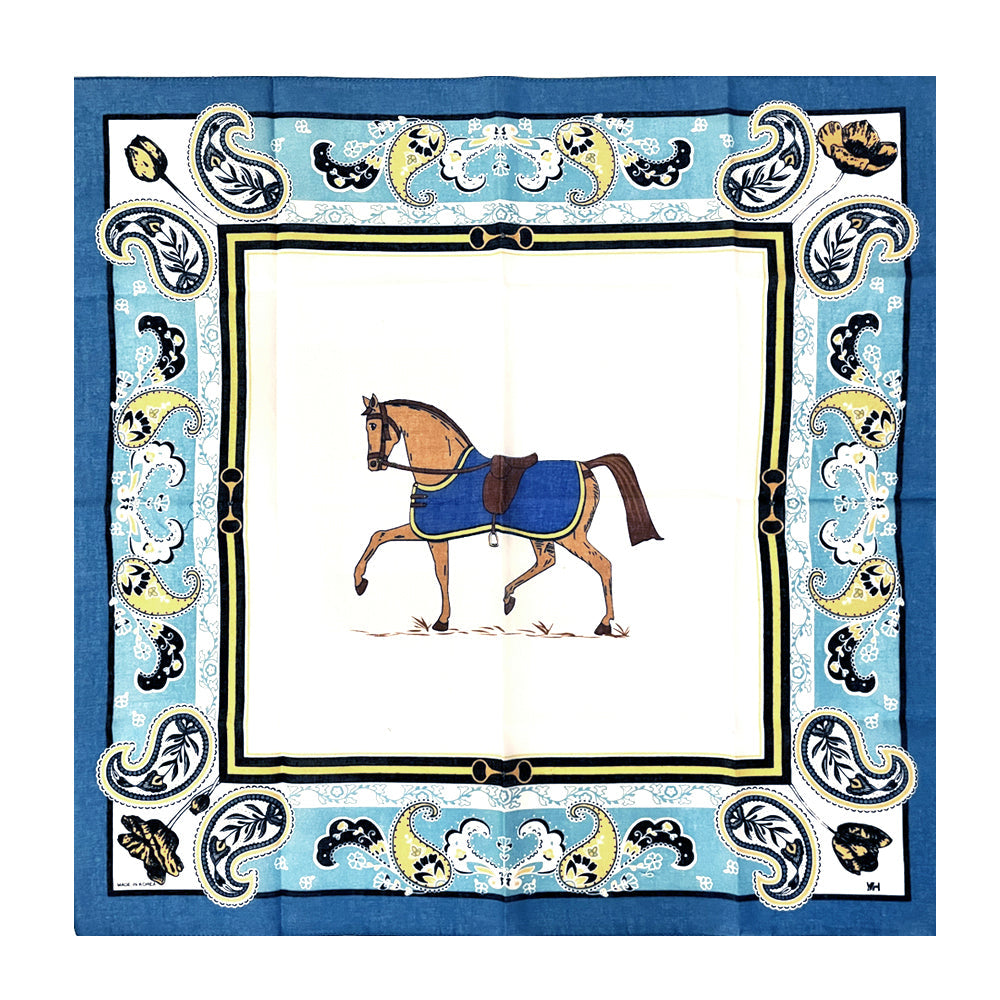 100% Cotton Fashion Square Scarf Made in Korea with Design Pattern