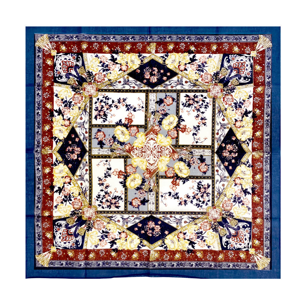 100% Cotton Fashion Square Scarf Made in Korea with Design Pattern