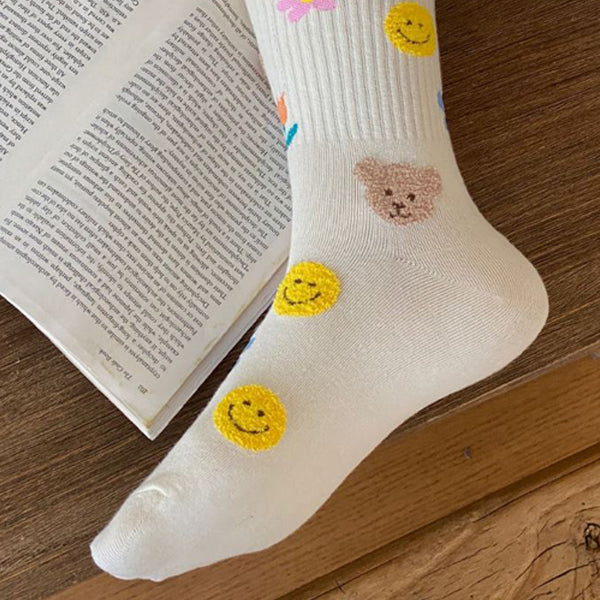 Premium Women’s Fashion Crew Socks with Design Patterns