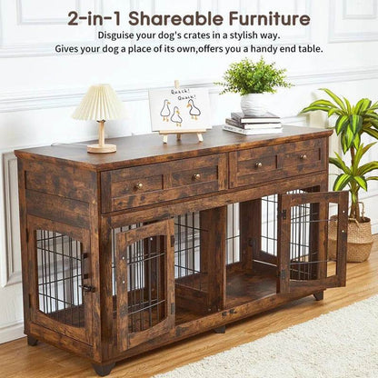 Dog Crate Furniture with Openable Partition