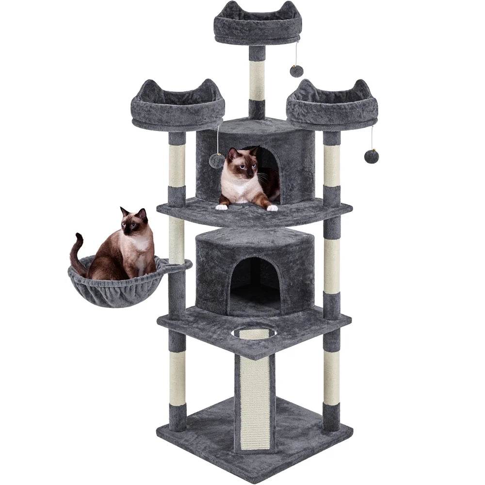 Renwick 69in Large Cat Tree Tower with Condos &amp; Scratching Board - Dark Gray