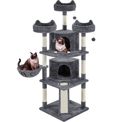 Renwick 69in Large Cat Tree Tower with Condos &amp; Scratching Board - Dark Gray