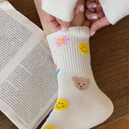 Premium Women’s Fashion Crew Socks with Design Patterns