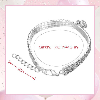 3-Piece Bling Rhinestones Pet Collars Glitter Pendant Dog Collars Adjustable Crystal Cat Collar Elastic Pet Necklace for Small Pet Cat Dogs Puppy (White)