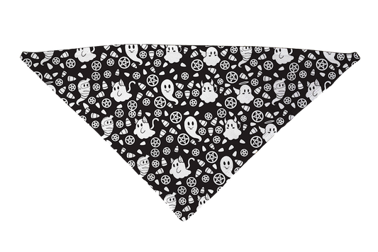Goth Ghosties Black and White Dog Bandana