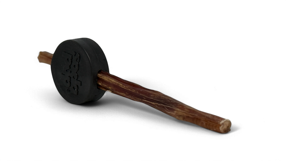 Hockey Puck Bully Stick Holder - Durable Rubber Treat Holder & Chew Toy USA