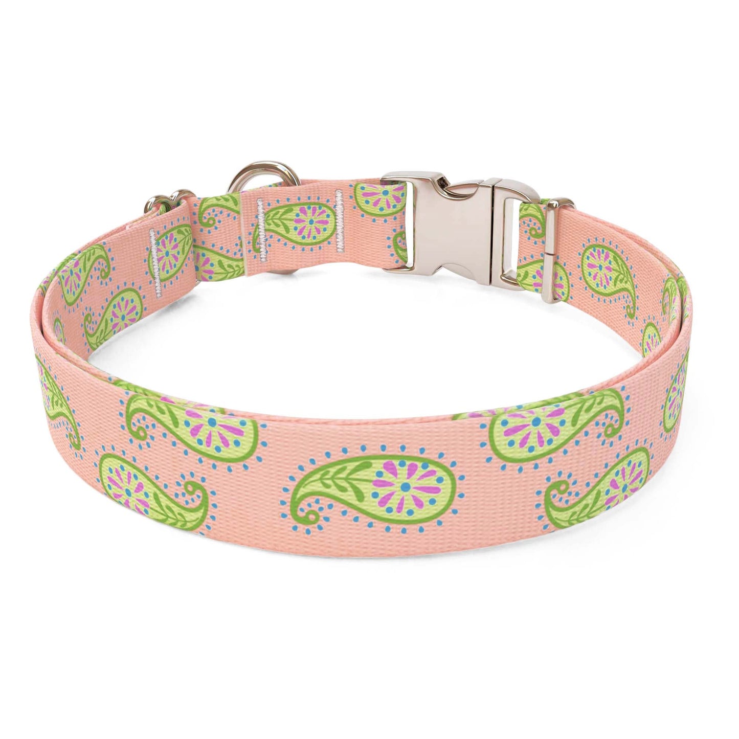 Melon Paisley Dog Collar