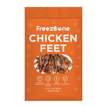 Freezbone Whole Chicken Feet Dental Treats for Dogs - Human Grade - Single Ingredient