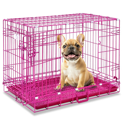 24-42" Collapsible Pink Dog Crate RED24-42