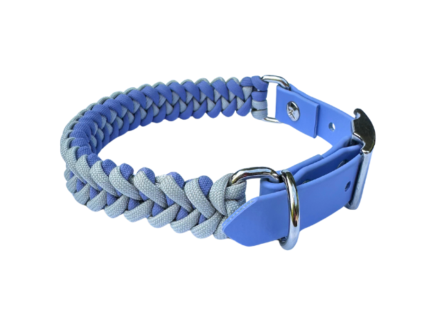 Fishtail Hand Braided Dog Collar in Lavender & Smoke