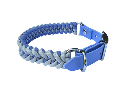 Fishtail Hand Braided Dog Collar in Lavender & Smoke