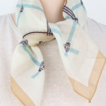 100% Cotton Fashion Square Scarf Made in Korea with Design Pattern