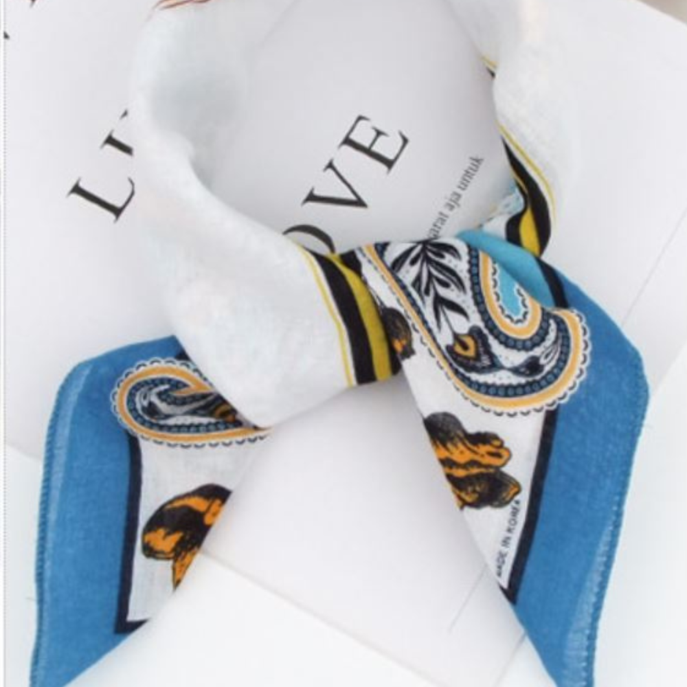 100% Cotton Fashion Square Scarf Made in Korea with Design Pattern