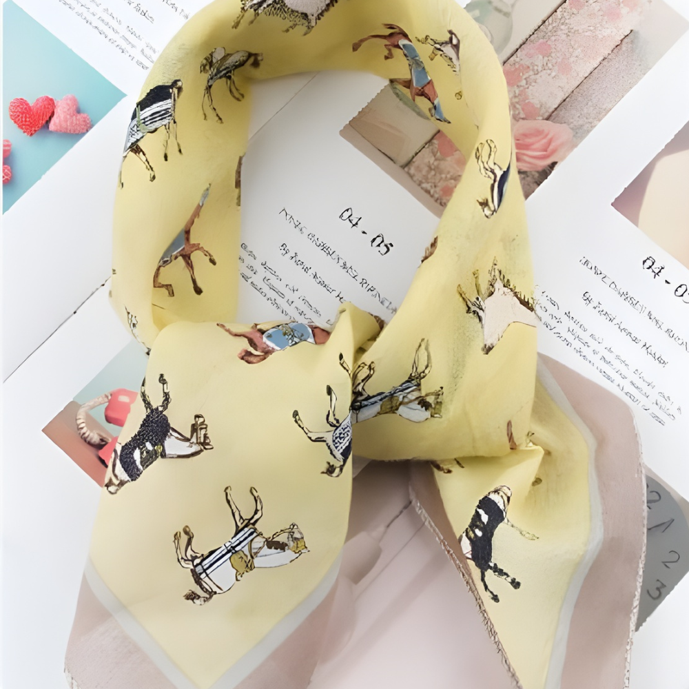 100% Cotton Fashion Square Scarf Made in Korea with Design Pattern