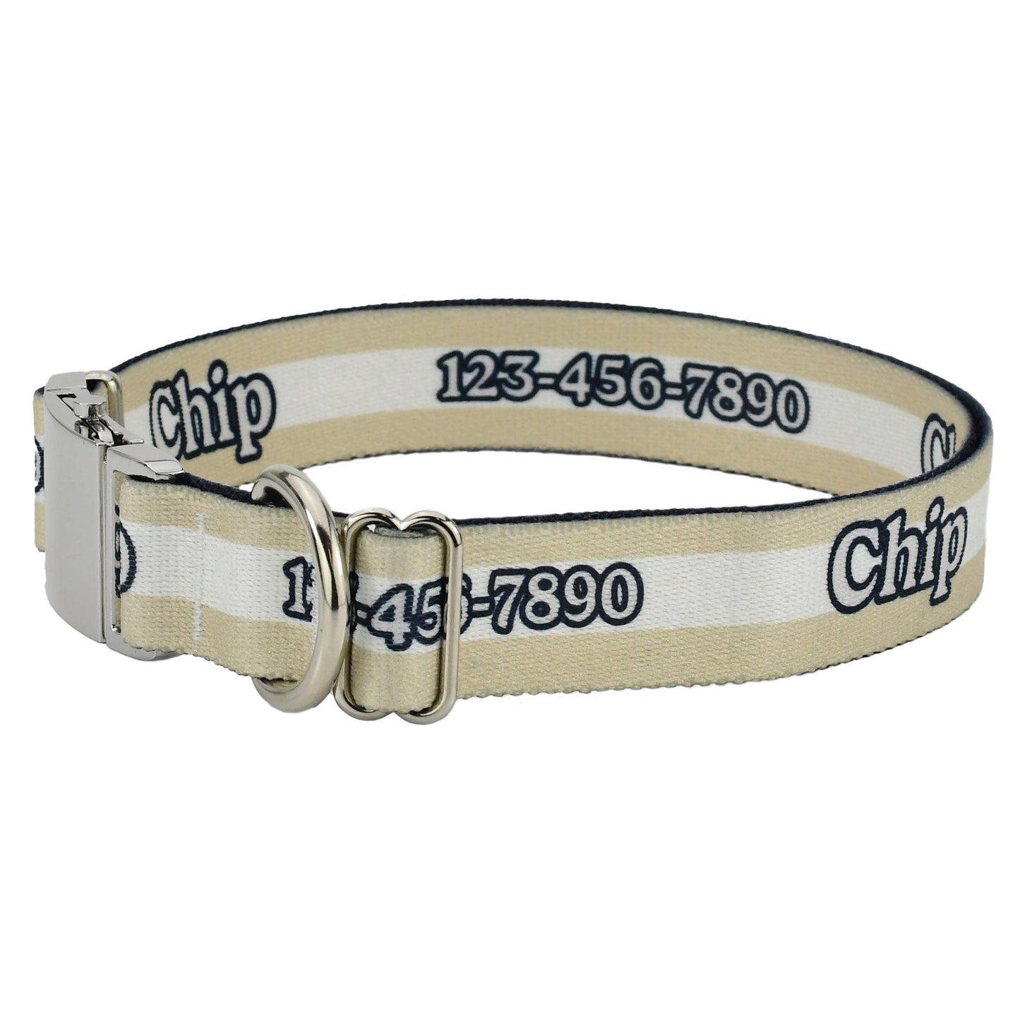 Personalized Tan Mighty Stripes Dog Collar