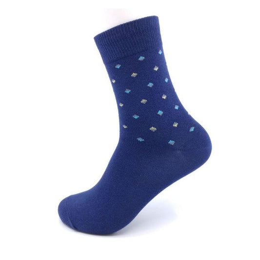 Premium Men’s Classic Patterned Navy Dress Socks