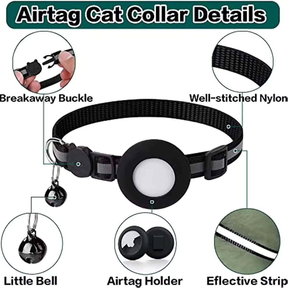 AirTag Cat Collar - Breakaway Reflective Safety Collar with AirTag Holder