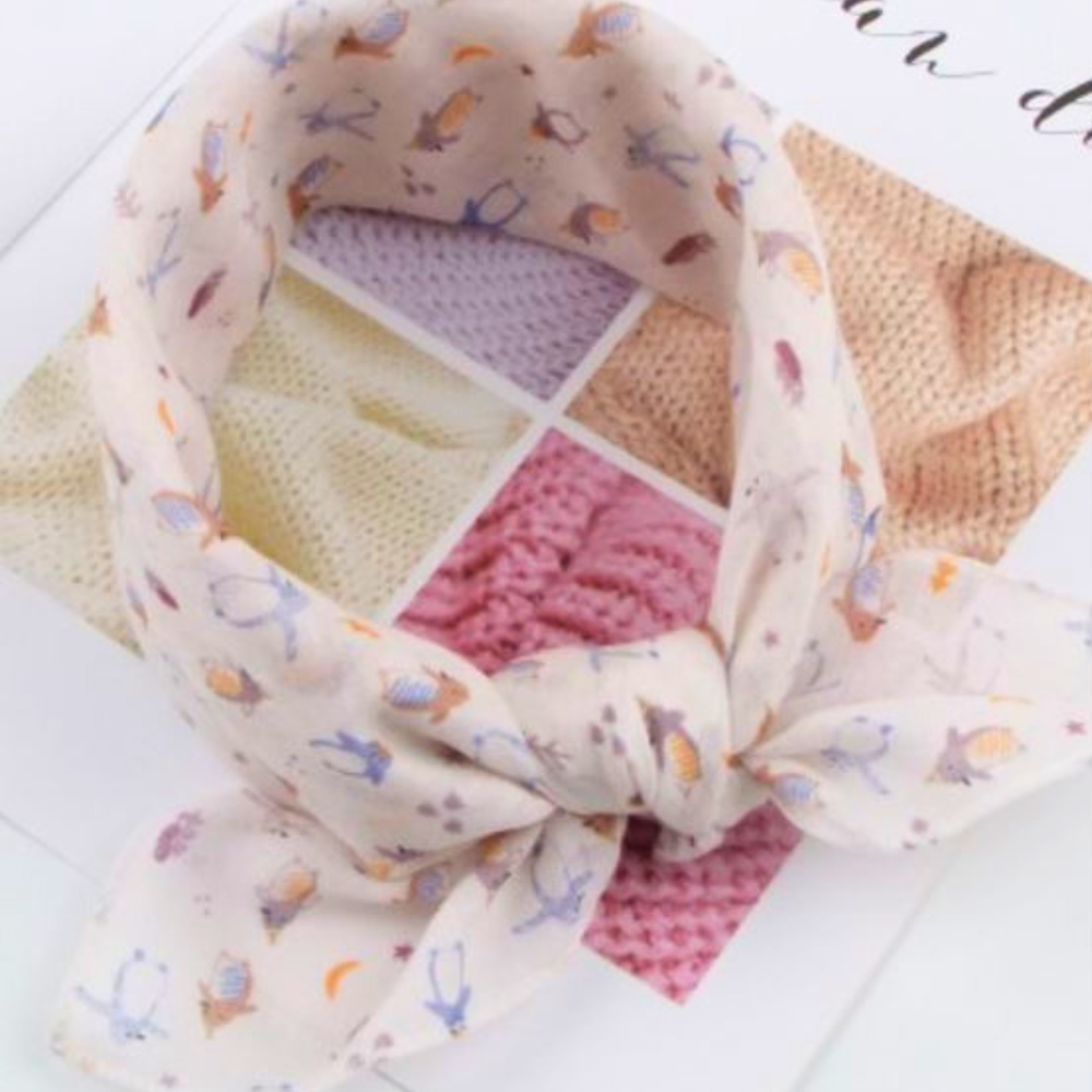 100% Cotton Fashion Square Scarf Made in Korea with Design Pattern
